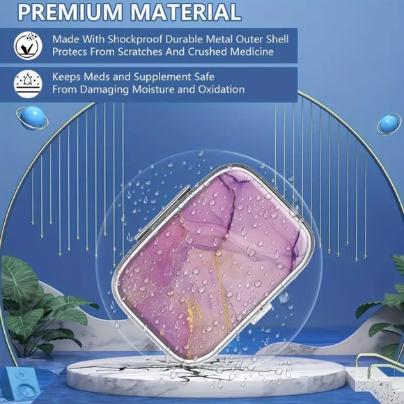 NEW| Cute Whimsical Cozy Cat Pattern Portable Pill Box Case Trinket Organizer - Picture 8 of 13